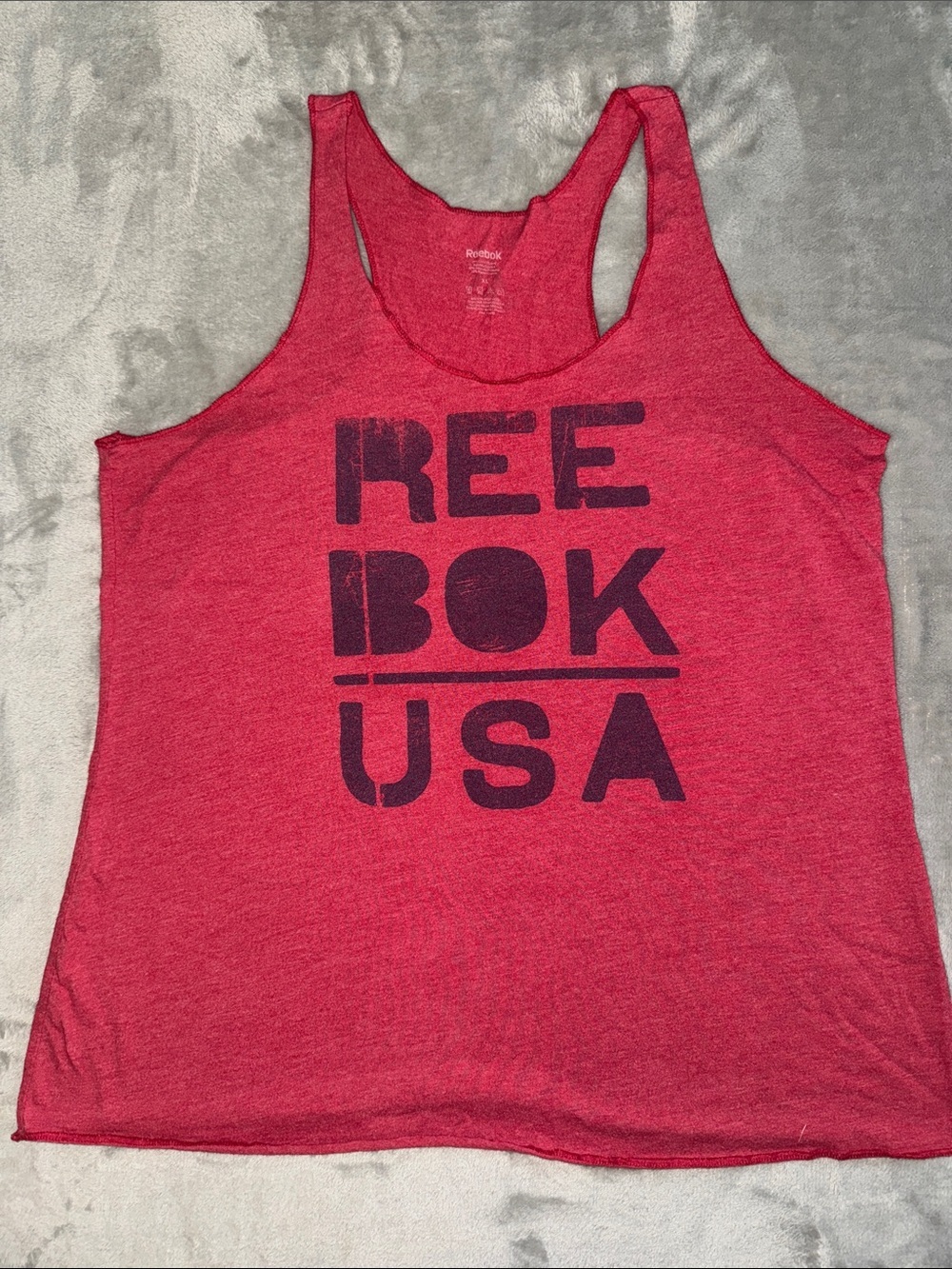 Reebok Red Tank with Navy USA Block Graphic